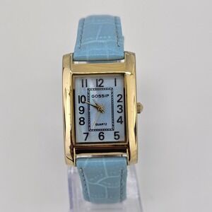 Gossip‎ Women's Watch 26MM Blue Dial Gold Case Blue Leather Bands New Battery